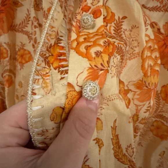 ZIMMERMANN Junie gathered embellished floral-print ramie blouse - Picture 7 of 8